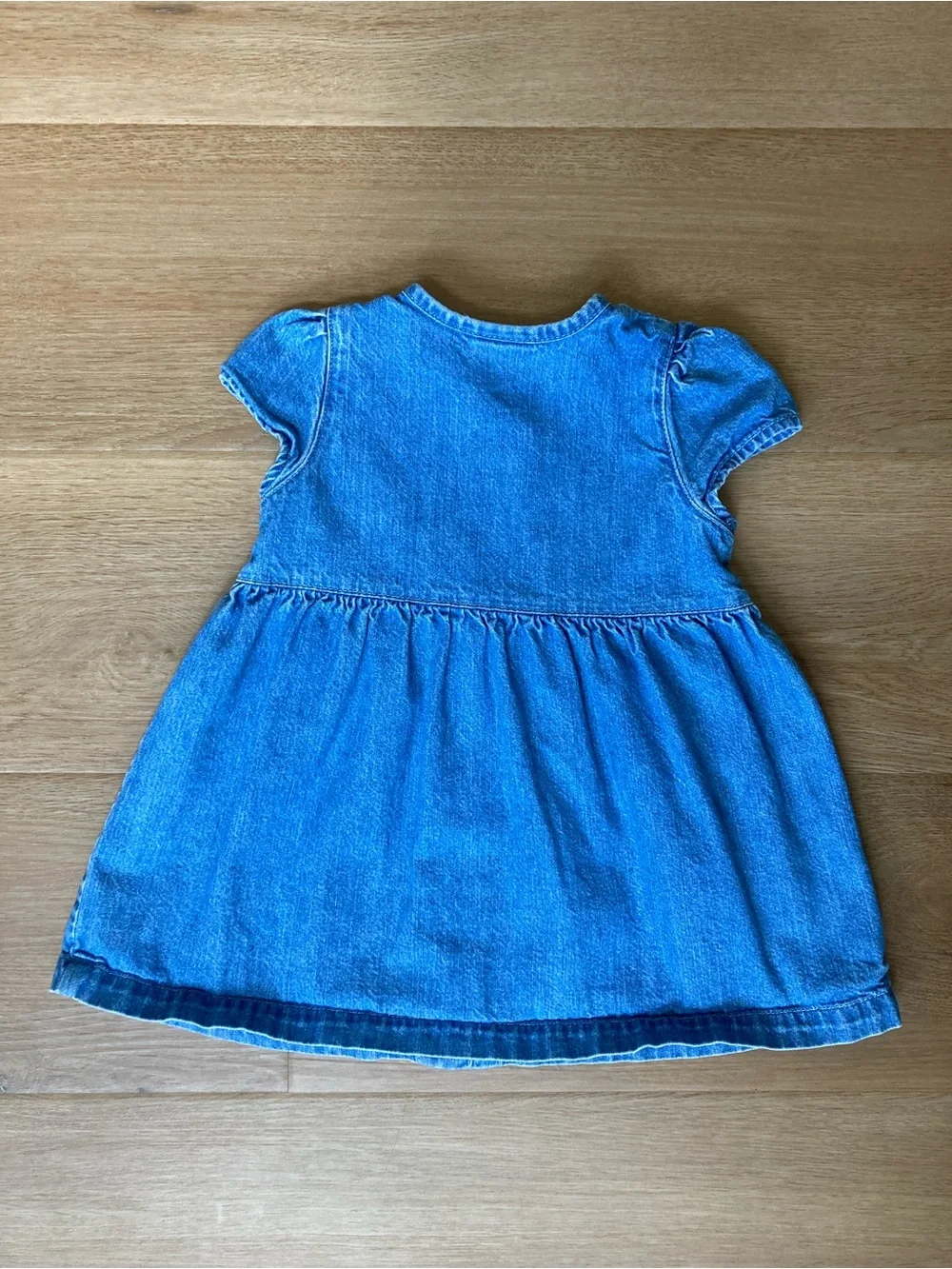 Carter's Vintage Blue Denim Button-Front Dress with Embroidered Cat